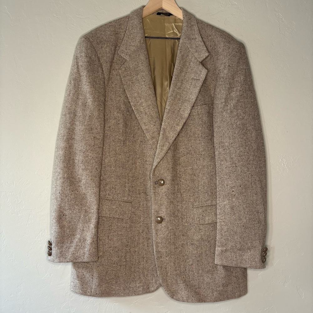 Farah Wool Herringbone Tweed Blazer 42L β Speckled Donegal Look - Picture 4 of 14